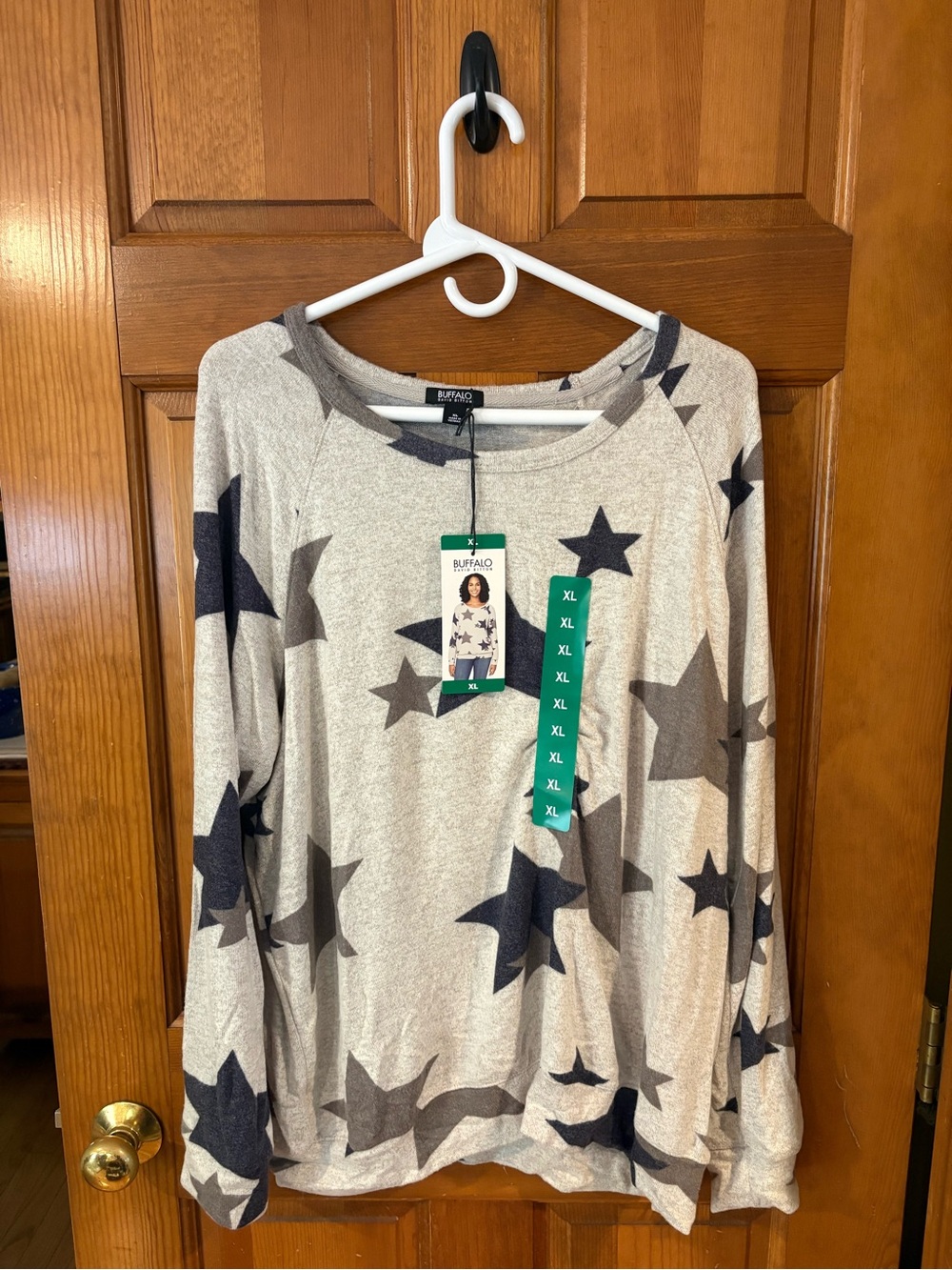 Buffalo David Bitton Beige Sweatshirt with Navy Star Print